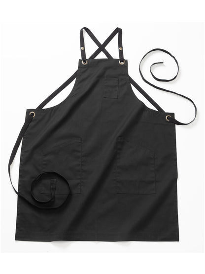 Unisex Three-Pocket Twill Bib Apron - 9043 - Black