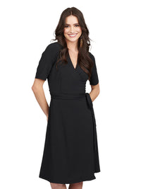 Women's 2-Pocket Wrap Dress - 9977 - Black