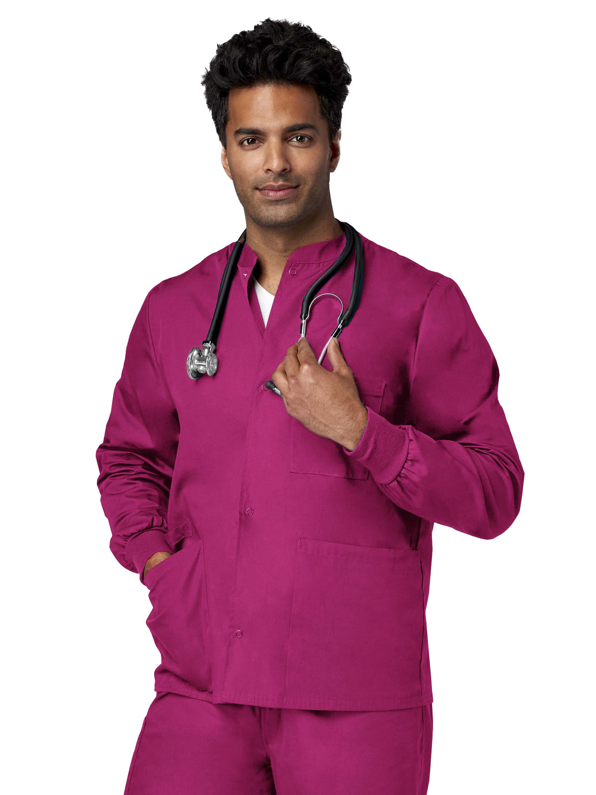 Unisex 4-Pocket Snap Front Jacket - 14780 - Plumberry Wine