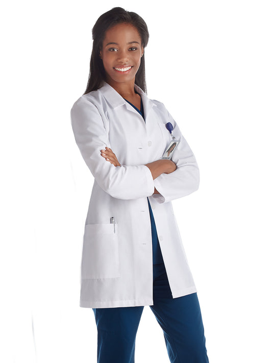 Women's Three-Pocket 33" Slim Mid-Length Lab Coat - 15000 - White