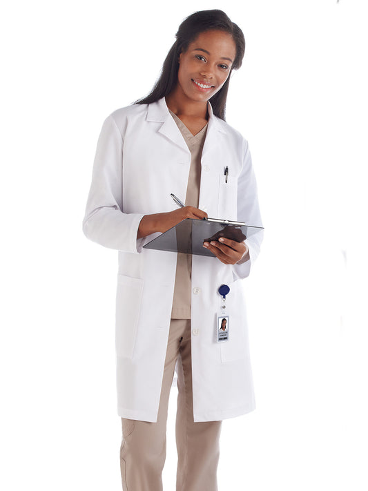 Women's Three-Pocket 37" Full-Length Lab Coat - 15113 - White