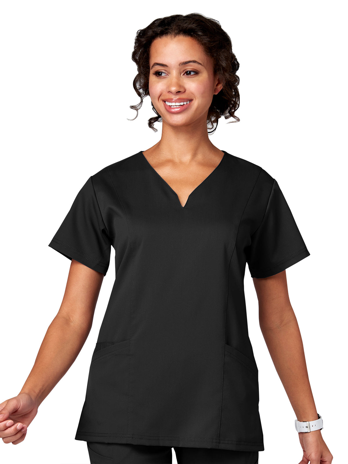 Women's 2-Pocket Ventral V-Neck Top - 15200 - Black