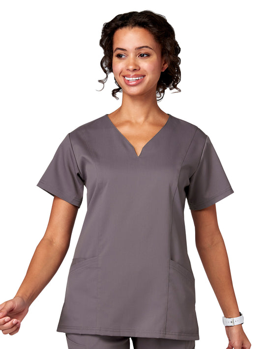 Women's 2-Pocket Ventral V-Neck Top - 15200 - Pewter