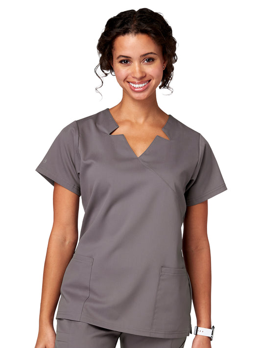 Women's 2-Pocket Notch Top - 15201 - Pewter