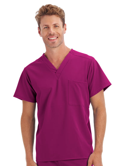 Unisex 1-Pocket V-Neck Top - 2200 - Plumberry Wine