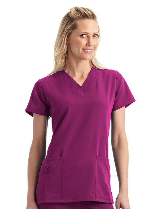 Women's 2-Pocket Scrub Top - 2206 - Plumberry/Wine