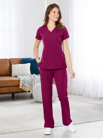 Women's 2-Pocket Scrub Top - 2206 - Plumberry/Wine