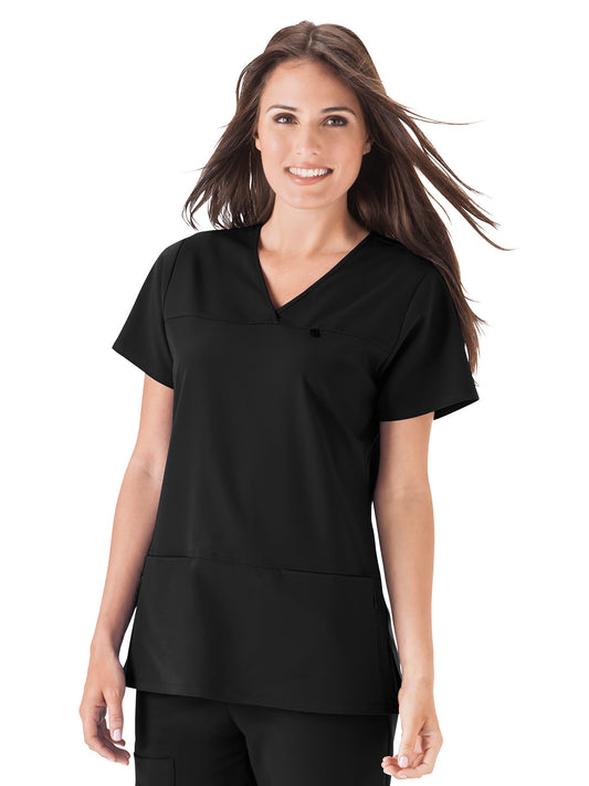 Women's 4-Pocket Highcross Neck Scrub Top - 2299 - Black