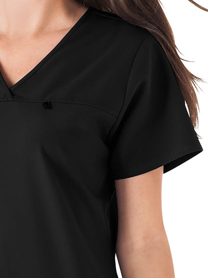 Women's 4-Pocket Highcross Neck Scrub Top - 2299 - Black