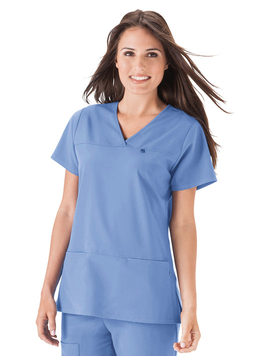 Women's 4-Pocket Highcross Neck Scrub Top - 2299 - Ceil Blue