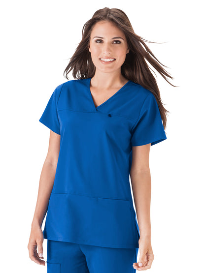 Women's 4-Pocket Highcross Neck Scrub Top - 2299 - Royal Blue