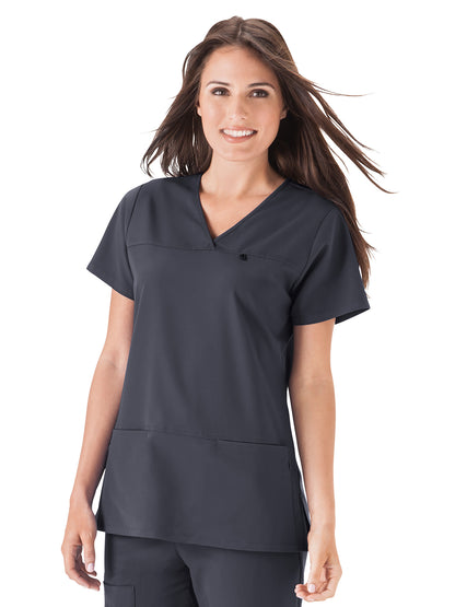 Women's 4-Pocket Highcross Neck Scrub Top - 2299 - Charcoal