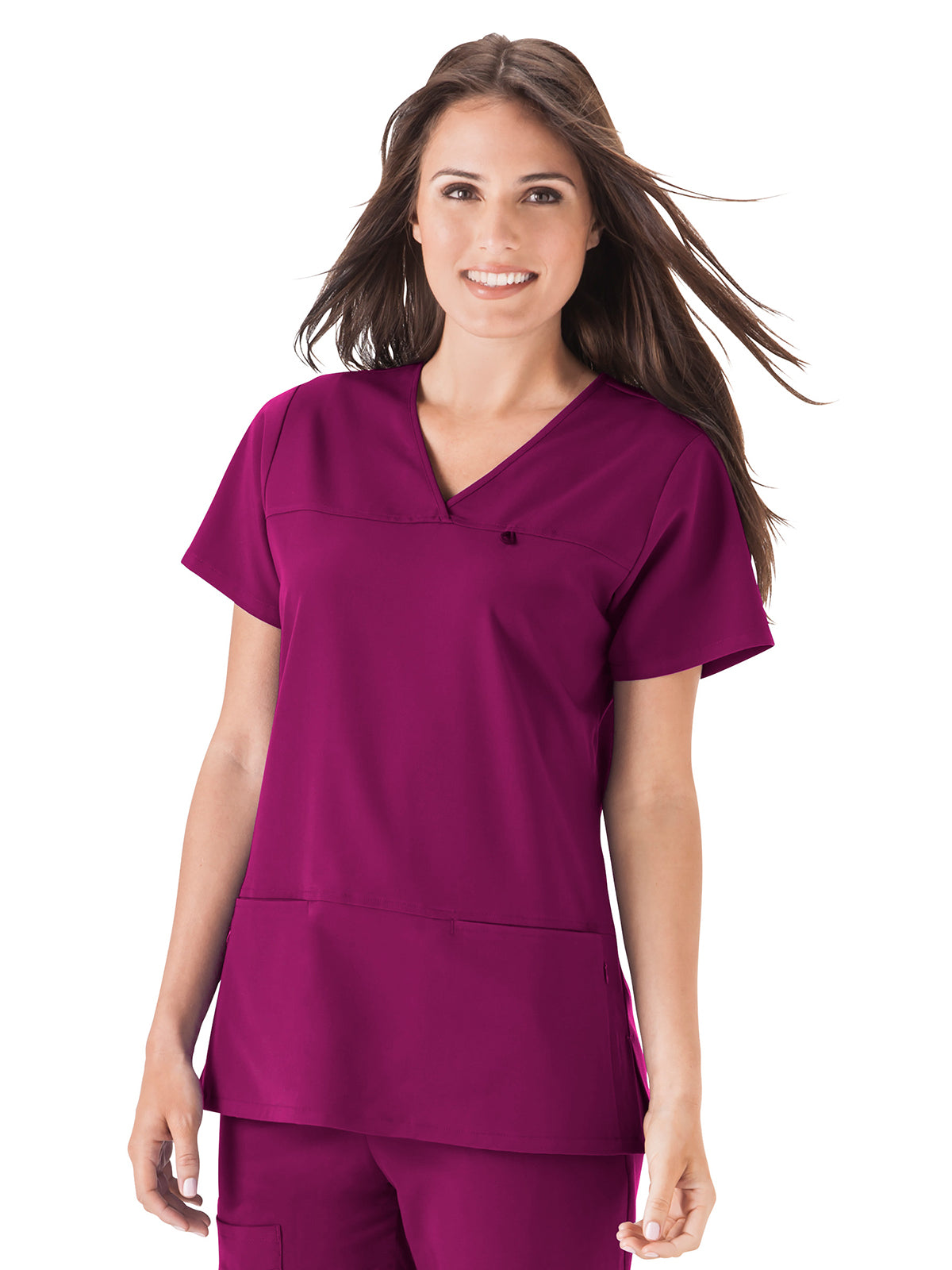 Women's 4-Pocket Highcross Neck Scrub Top - 2299 - Plumberry/Wine