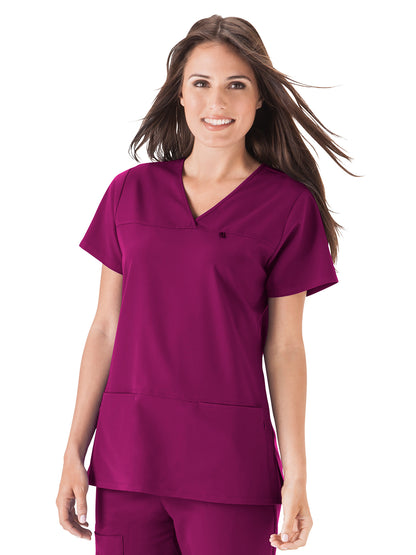 Women's 4-Pocket Highcross Neck Scrub Top - 2299 - Plumberry/Wine