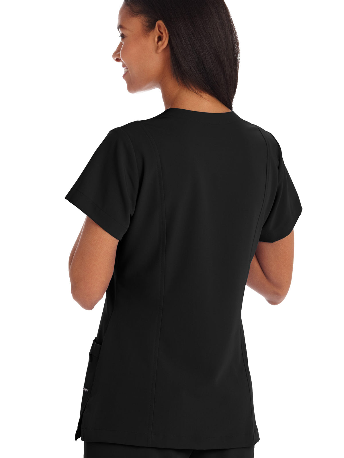 Women's 5-Pocket Mock Wrap Scrub Top - 2306 - Black