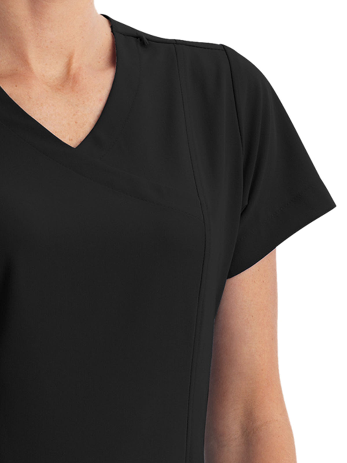 Women's 5-Pocket Mock Wrap Scrub Top - 2306 - Black