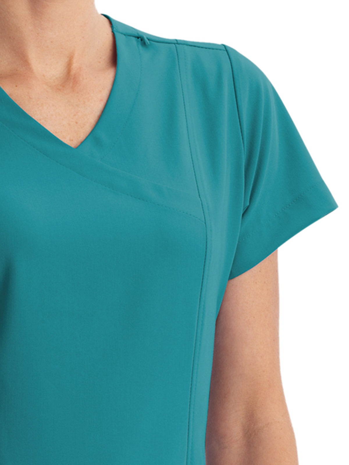 Women's 5-Pocket Mock Wrap Scrub Top - 2306 - Teal