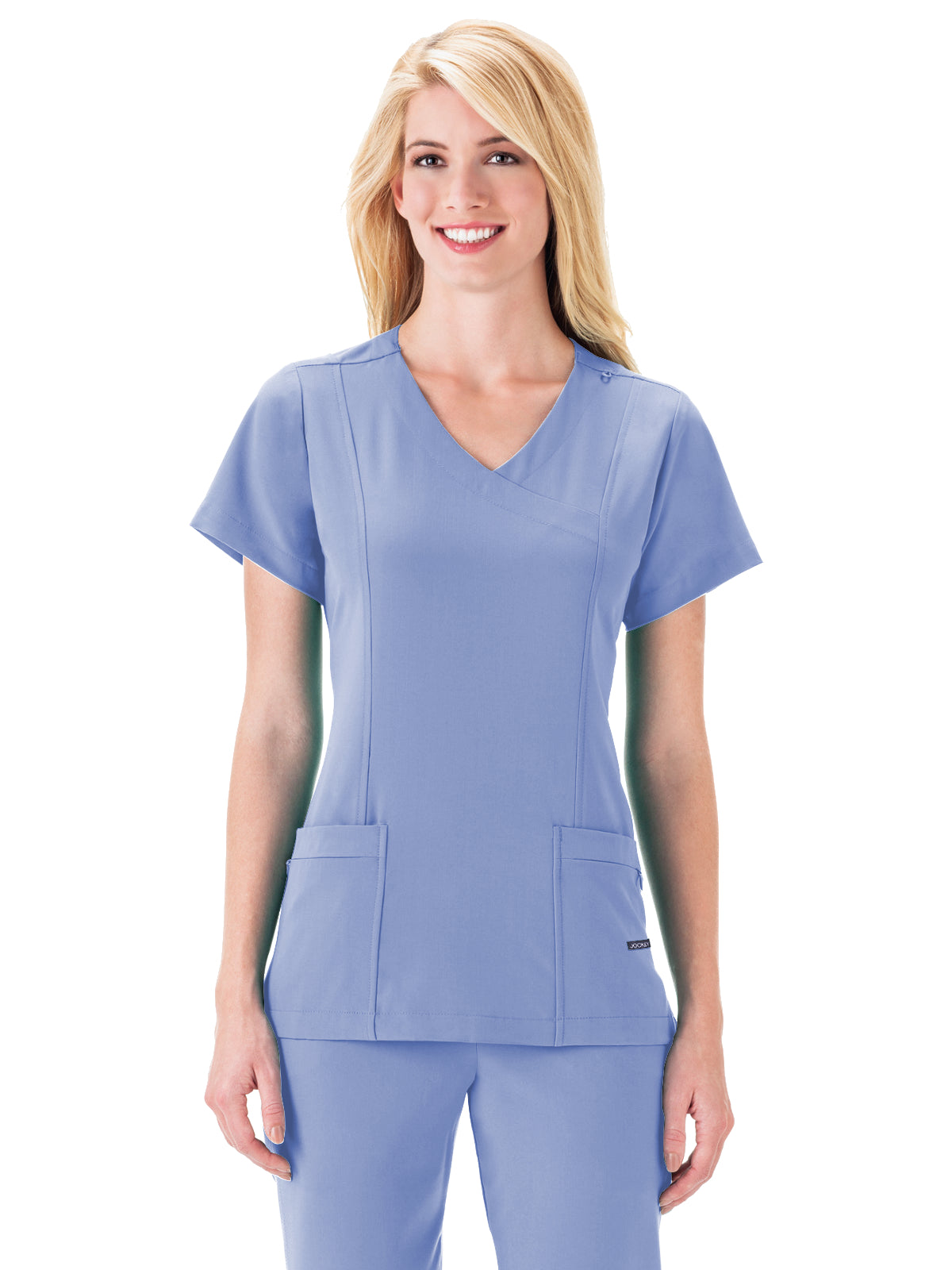 Women's 5-Pocket Mock Wrap Scrub Top - 2306 - Ceil Blue