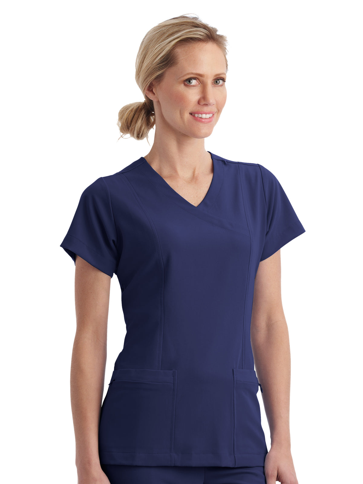 Women's 5-Pocket Mock Wrap Scrub Top - 2306 - New Navy