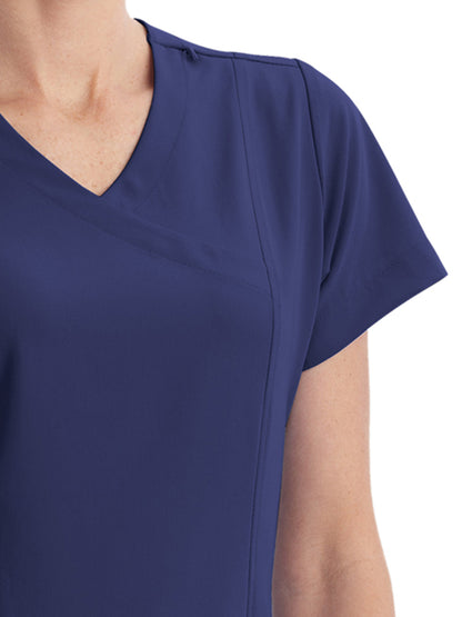 Women's 5-Pocket Mock Wrap Scrub Top - 2306 - New Navy