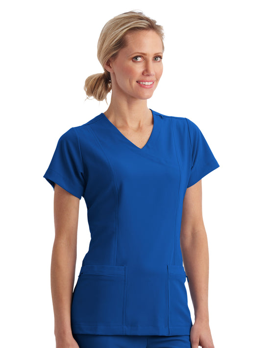 Women's 5-Pocket Mock Wrap Scrub Top - 2306 - Royal Blue