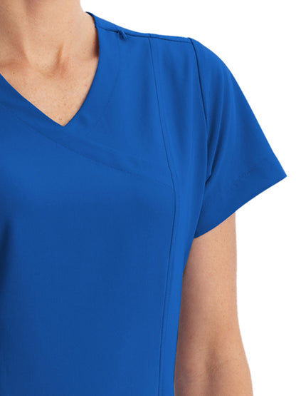 Women's 5-Pocket Mock Wrap Scrub Top - 2306 - Royal Blue