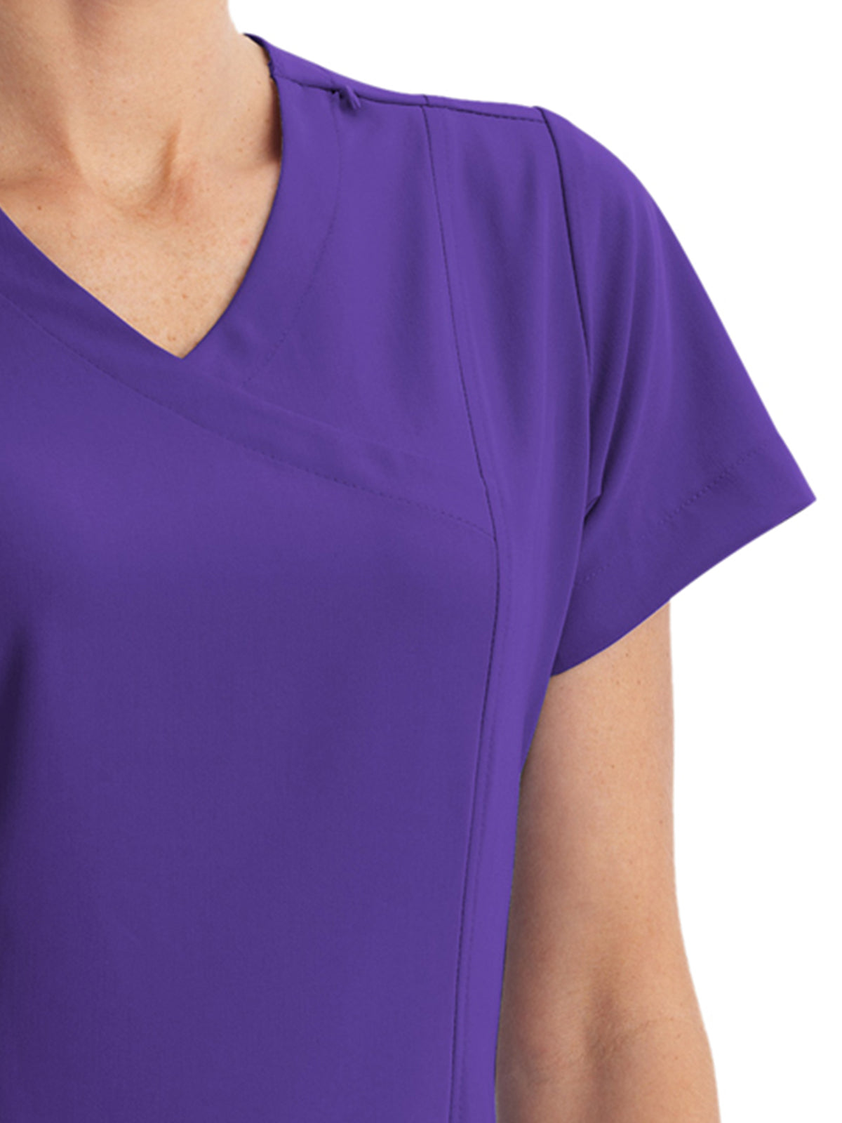 Women's 5-Pocket Mock Wrap Scrub Top - 2306 - Purple