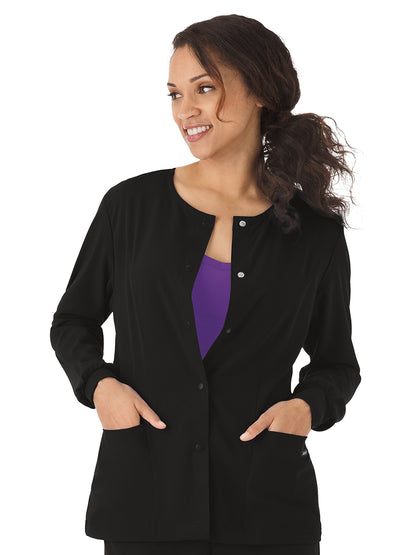 Women's 3-Pocket Snap Front Scrub Jacket - 2356 - Black