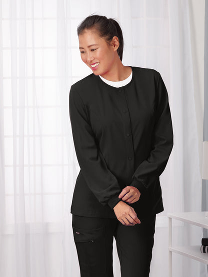 Women's 3-Pocket Snap Front Scrub Jacket - 2356 - Black