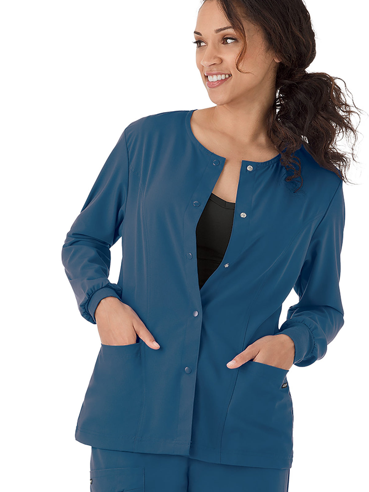 Women's 3-Pocket Snap Front Scrub Jacket - 2356 - Caribbean Blue