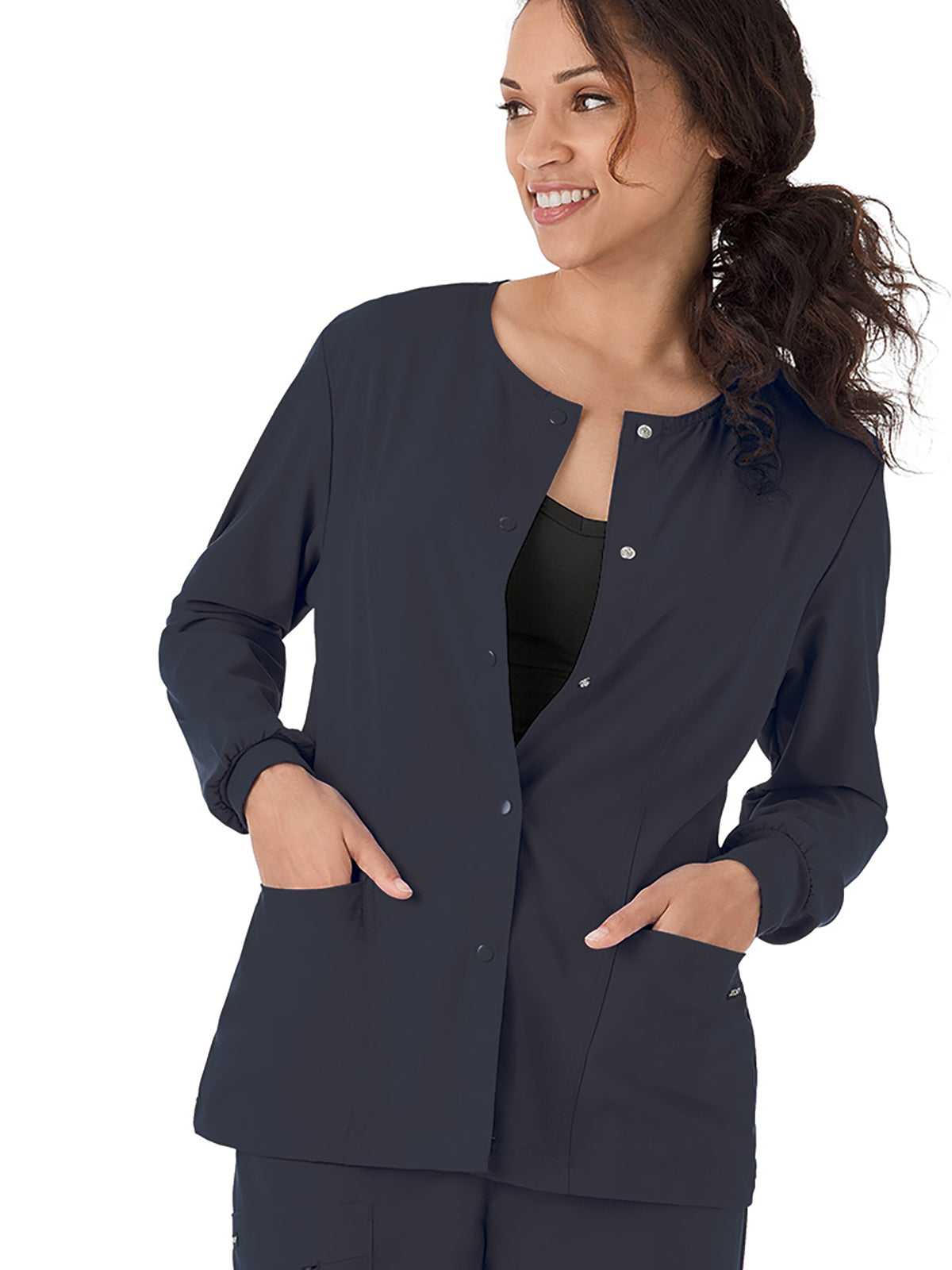 Women's 3-Pocket Snap Front Scrub Jacket - 2356 - Charcoal