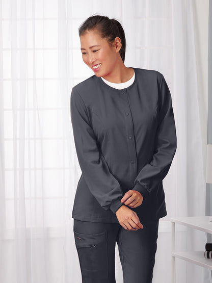 Women's 3-Pocket Snap Front Scrub Jacket - 2356 - Charcoal