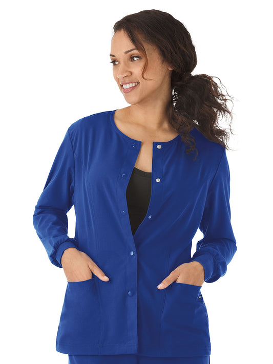 Women's 3-Pocket Snap Front Scrub Jacket - 2356 - Galaxy Blue