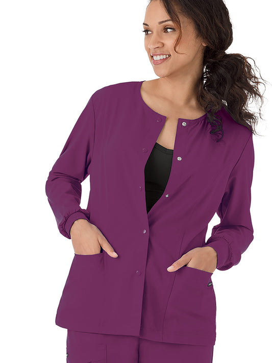 Women's 3-Pocket Snap Front Scrub Jacket - 2356 - Plumberry/Wine