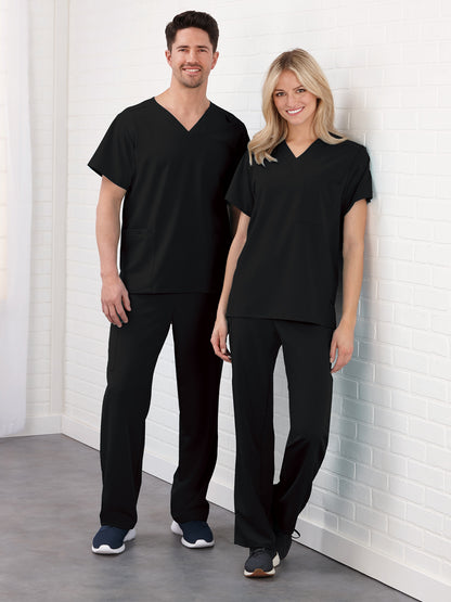 Unisex 4-Pocket V-Neck Scrub Top - 2371 - Black