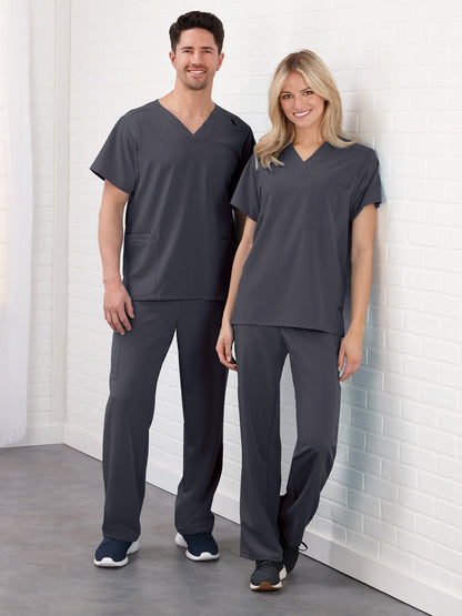 Unisex 4-Pocket V-Neck Scrub Top - 2371 - Charcoal