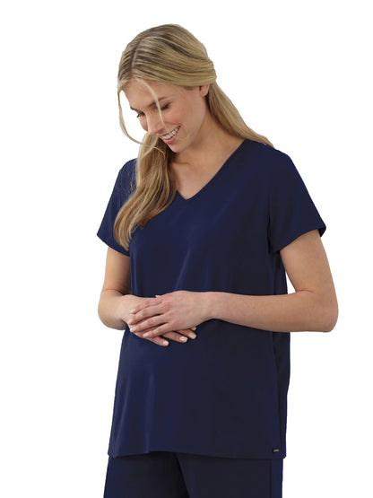 Women's 2-Pocket Pleated Back Maternity Scrub Top - 2462 - New Navy