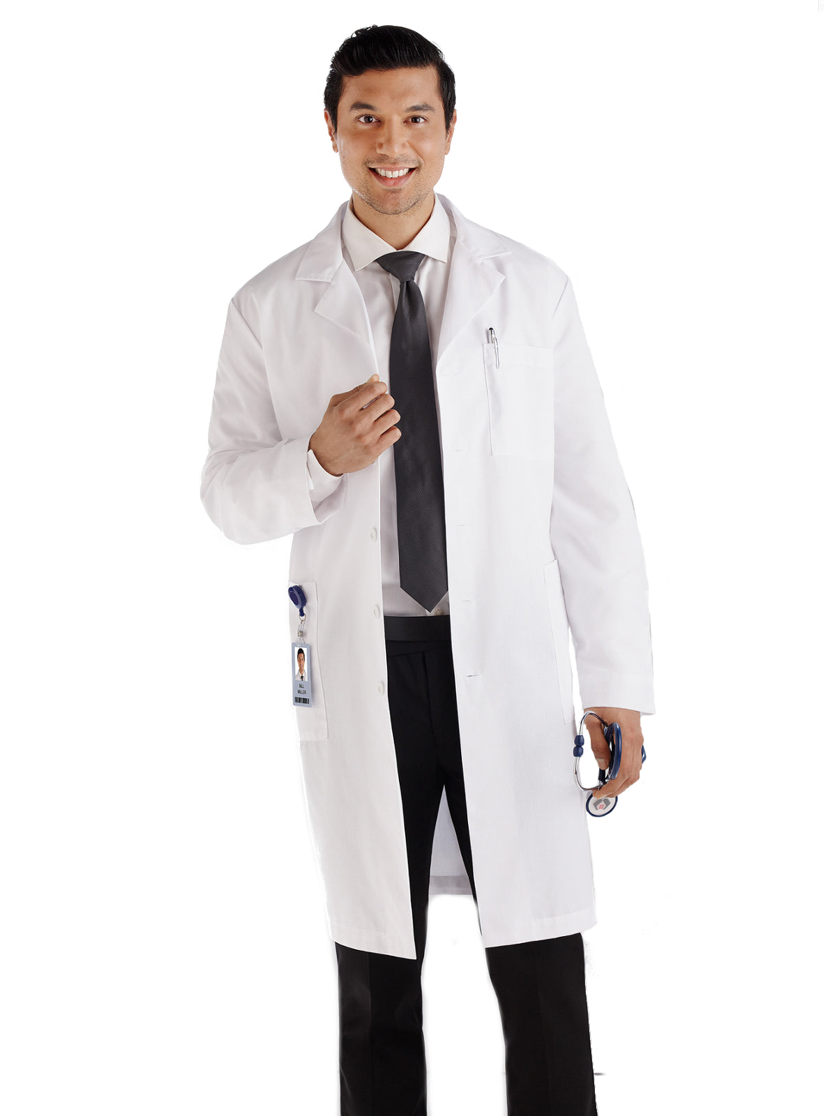 Men's Five-Pocket 40" Full-Length Long Lab Coat - 267 - White