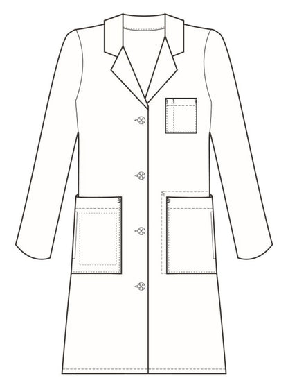 Women's Knot Button Five-Pocket 38" iPad® Lab Coat - 763 - White