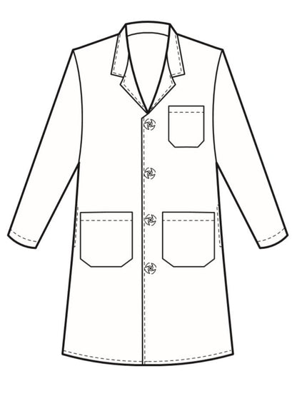 Unisex Five-Pocket 44" Full-Length Lab Coat - 808 - White