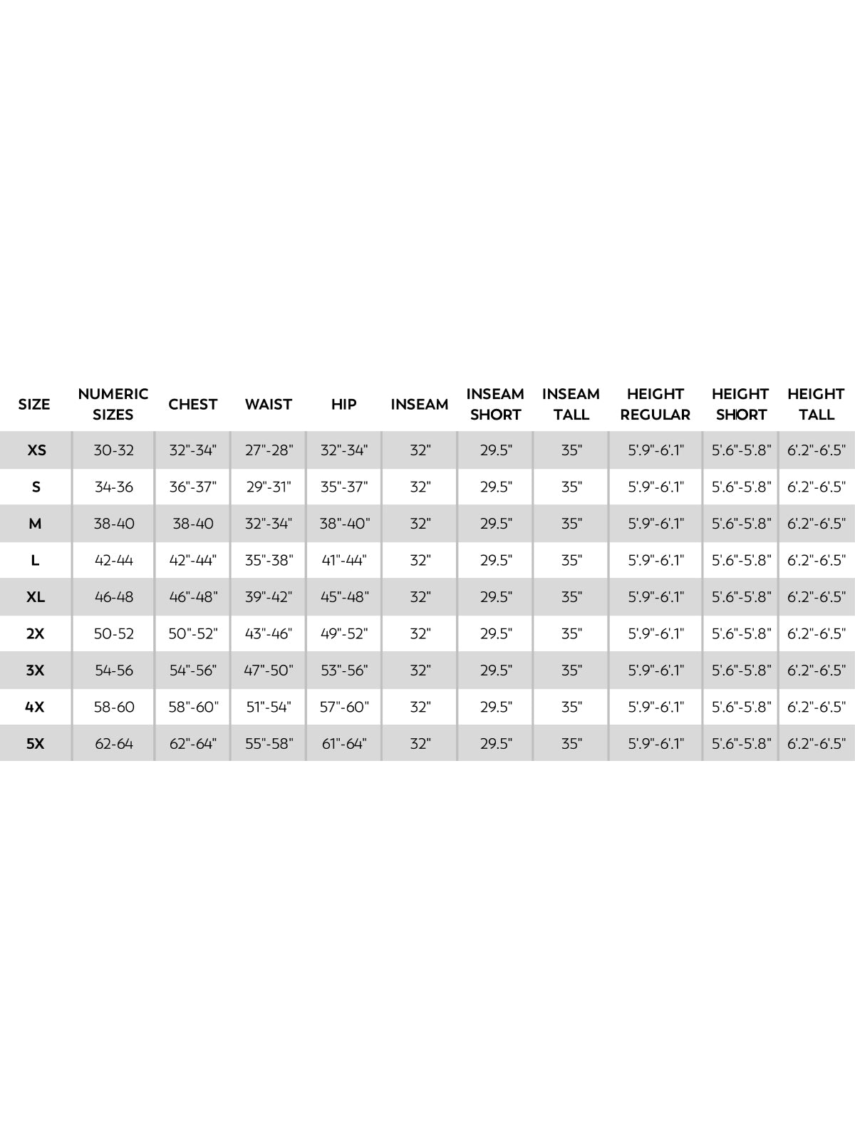 SIZECHART