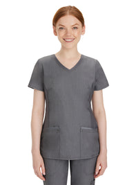 Women's 2-Pocket Juliet Stylish V-Neck Top - 2245 - Heather Grey