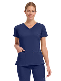 Women's 2-Pocket Juliet Stylish V-Neck Top - 2245 - Navy