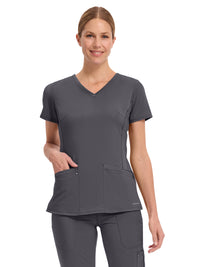 Women's 2-Pocket Juliet Stylish V-Neck Top - 2245 - Pewter