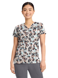 Women's V-Neck Print Top - 2266 - Abstract Cheetah
