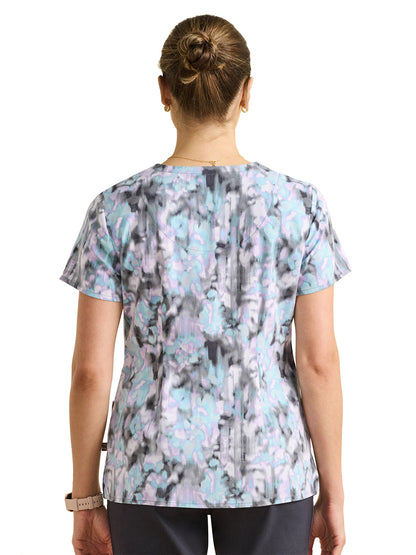 Women's V-Neck Print Scrub Top - 2266 - Color Flow