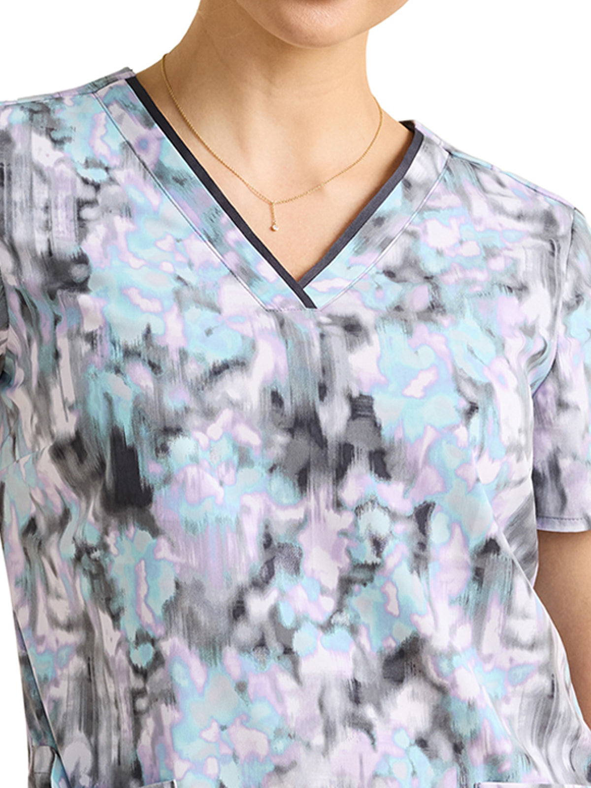 Women's V-Neck Print Scrub Top - 2266 - Color Flow