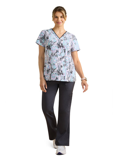 Women's V-Neck Print Scrub Top - 2266 - Color Flow