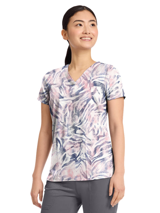 Women's V-Neck Print Top - 2266 - Serene Safari