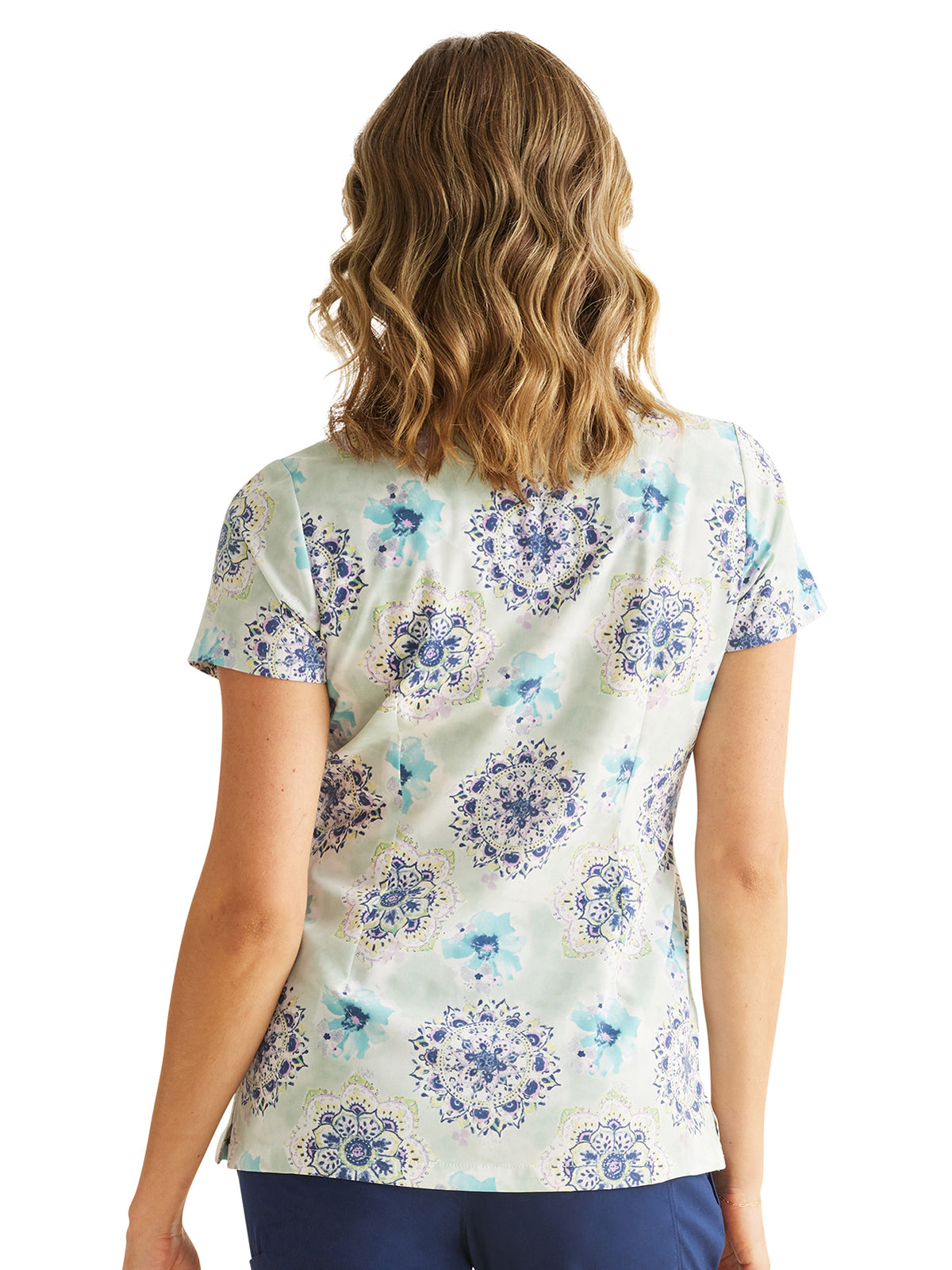 Women's Print Scrub Top - 2271 - Water Color Medallion